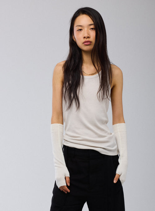 Weiße Kaschmirstulpen - MAJESTIC FILATURES