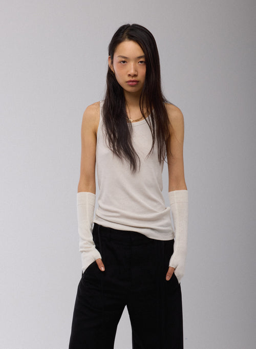 Weiße Kaschmirstulpen - MAJESTIC FILATURES