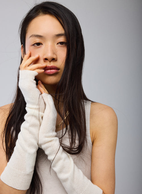 Mitaines Blanches en Cachemire - MAJESTIC FILATURES