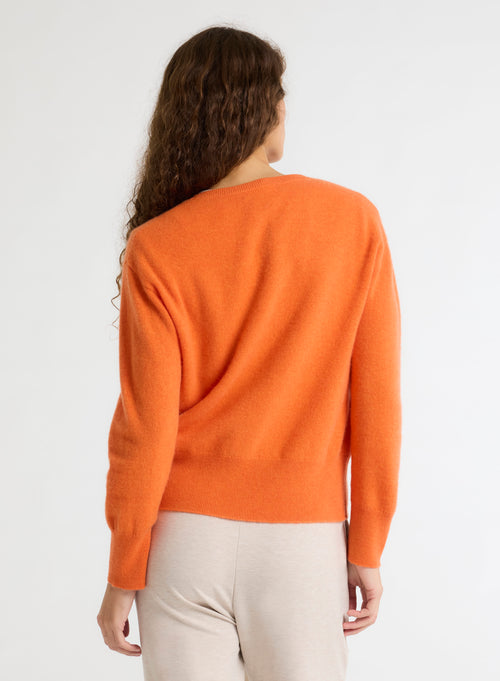 Pull orange Col Rond Manches Longues - MAJESTIC FILATURES