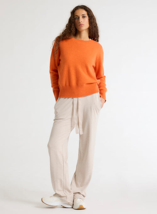 Pull orange Col Rond Manches Longues - MAJESTIC FILATURES