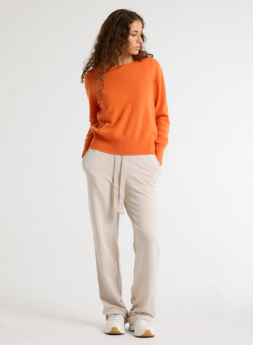 Pull orange Col Rond Manches Longues - MAJESTIC FILATURES