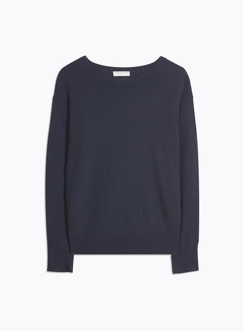 Navy Long Sleeve Crew Neck Sweater - MAJESTIC FILATURES