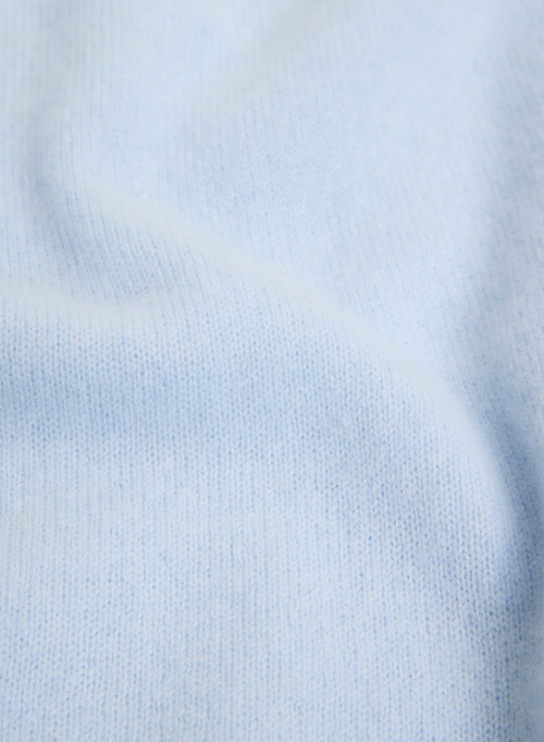 Blue Crew Neck Elbow Sleeve Sweater - MAJESTIC FILATURES