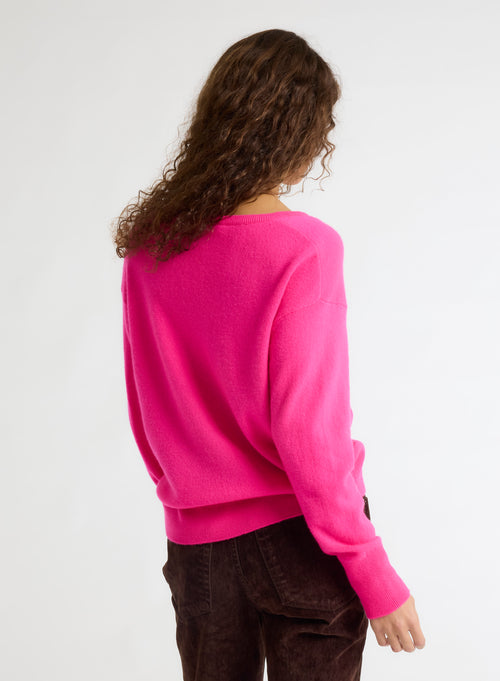 Pullover Rosa V-Ausschnitt Langarm - MAJESTIC FILATURES