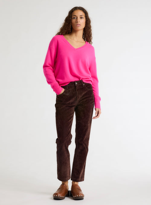 Pullover Rosa V-Ausschnitt Langarm - MAJESTIC FILATURES