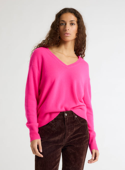 Pullover Rosa V-Ausschnitt Langarm - MAJESTIC FILATURES