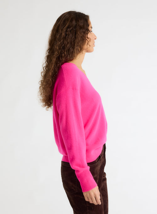 Pullover Rosa V-Ausschnitt Langarm - MAJESTIC FILATURES