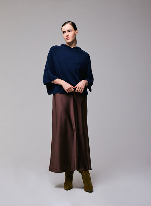 Jersey de cachemir de manga larga con capucha azul marino - MAJESTIC FILATURES