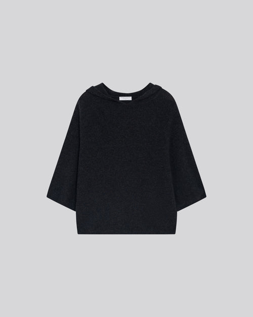 Pull Gris Capuche Manches Longues en Cachemire - MAJESTIC FILATURES