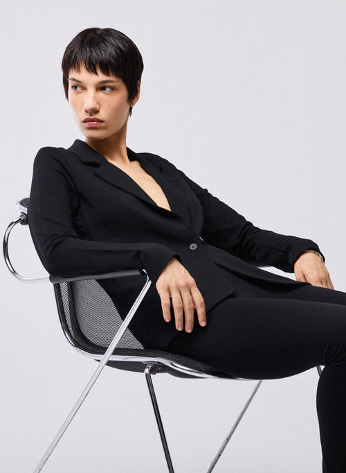 Veste Noire Manches Longues en Viscose / Elasthanne - MAJESTIC FILATURES
