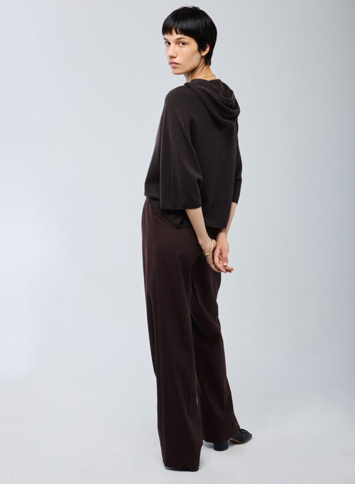 Brauner Kapuzenpullover mit langen Ärmeln aus Kaschmir - MAJESTIC FILATURES