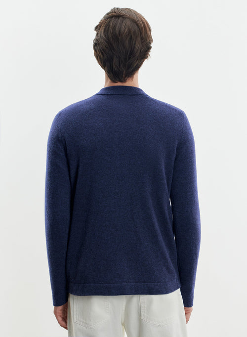 Navy Long-Sleeve Cashmere Shirt - MAJESTIC FILATURES