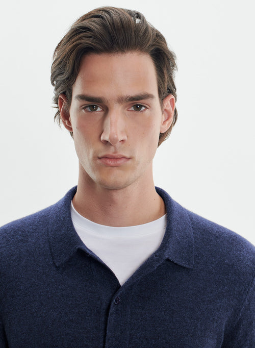 Navy Long-Sleeve Cashmere Shirt - MAJESTIC FILATURES