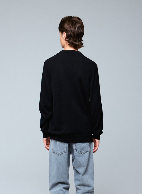 Black Long Sleeve Round Neck Sweater - MAJESTIC FILATURES