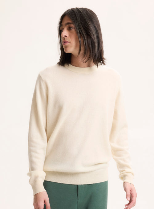 Beige Boat Neck Long Sleeve Sweater - MAJESTIC FILATURES