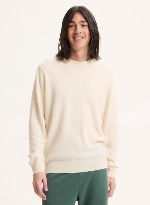 Beige Boat Neck Long Sleeve Sweater - MAJESTIC FILATURES