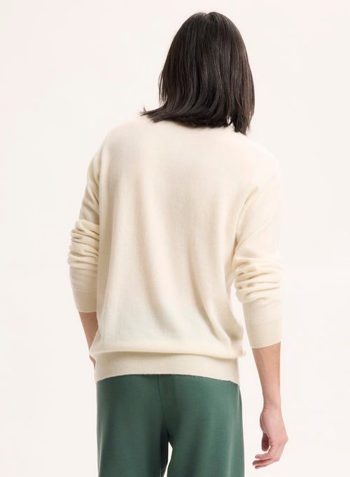 Beige Boat Neck Long Sleeve Sweater - MAJESTIC FILATURES