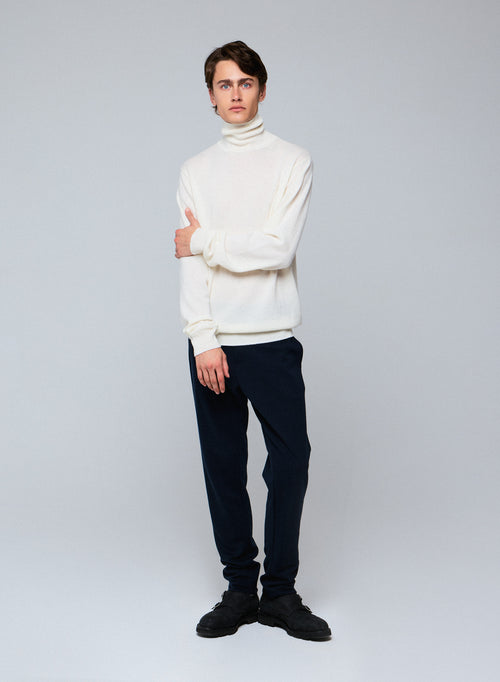 White turtleneck sweater with long sleeves in cashmere - MAJESTIC FILATURES