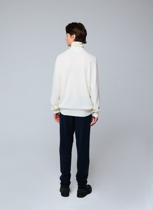 White turtleneck sweater with long sleeves in cashmere - MAJESTIC FILATURES