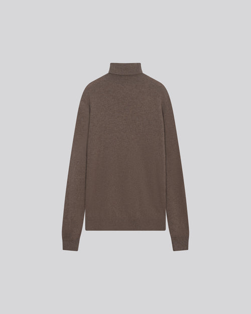 Jersey de cuello alto de cachemir de manga larga beige - MAJESTIC FILATURES