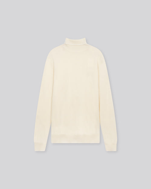 White turtleneck sweater with long sleeves in cashmere - MAJESTIC FILATURES