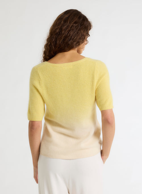 Pull Jaune Col V Manches Courtes - MAJESTIC FILATURES