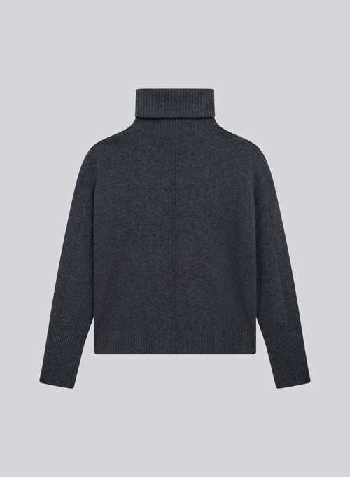 Grey Turtleneck Long Sleeve Sweater in Merino Wool - MAJESTIC FILATURES