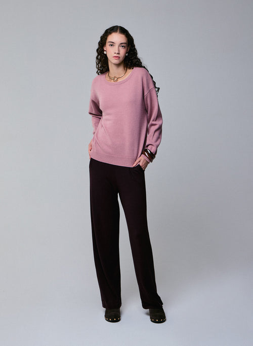 Pull Rose Col Rond Manches Longues en Laine merinos - MAJESTIC FILATURES