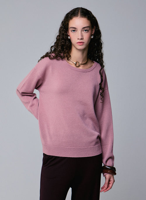 Pull Rose Col Rond Manches Longues en Laine merinos - MAJESTIC FILATURES