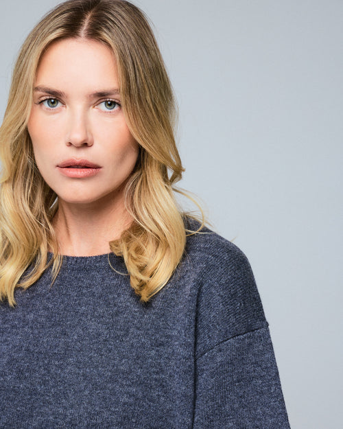 Pull Gris Col Rond Manches Courtes en Laine mérinos - MAJESTIC FILATURES