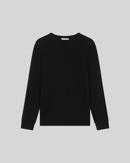 Pull Noir Col Rond Manches Longues en Laine merinos - MAJESTIC FILATURES