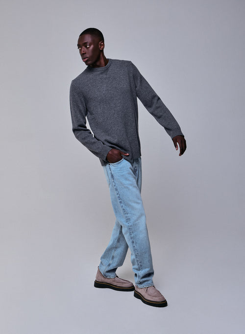 Pull Gris Col Rond Manches Longues en Laine merinos - MAJESTIC FILATURES