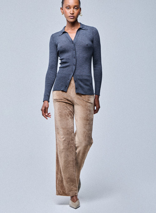 Grauer Pullover Langarmshirt aus Merinowolle - MAJESTIC FILATURES