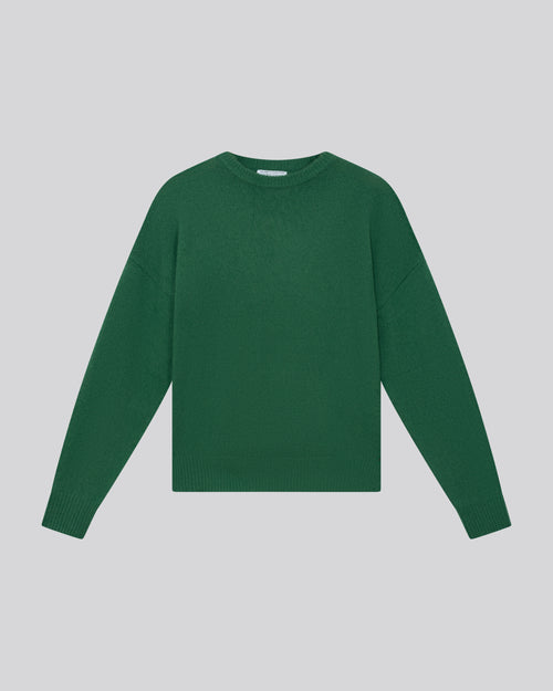 Pull Vert Col Rond Manches Longues en Laine / Cachemire - MAJESTIC FILATURES