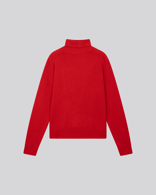 Orange long-sleeved turtleneck sweater in wool / cashmere - MAJESTIC FILATURES