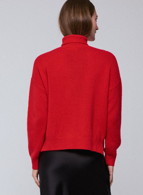 Orange long-sleeved turtleneck sweater in wool / cashmere - MAJESTIC FILATURES