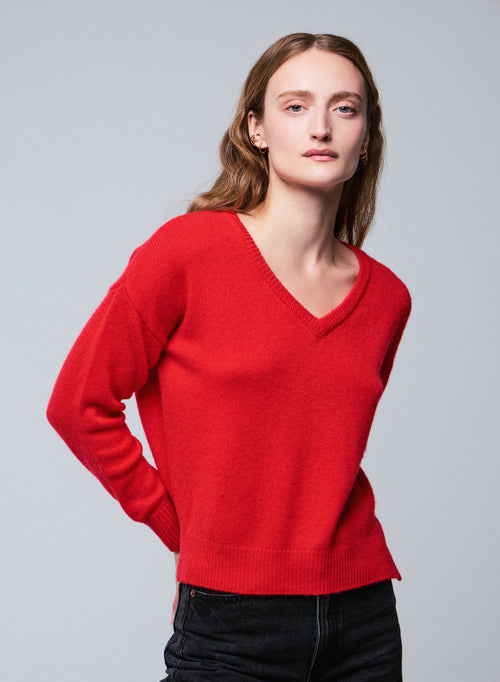 Orange long-sleeved turtleneck sweater in wool / cashmere - MAJESTIC FILATURES