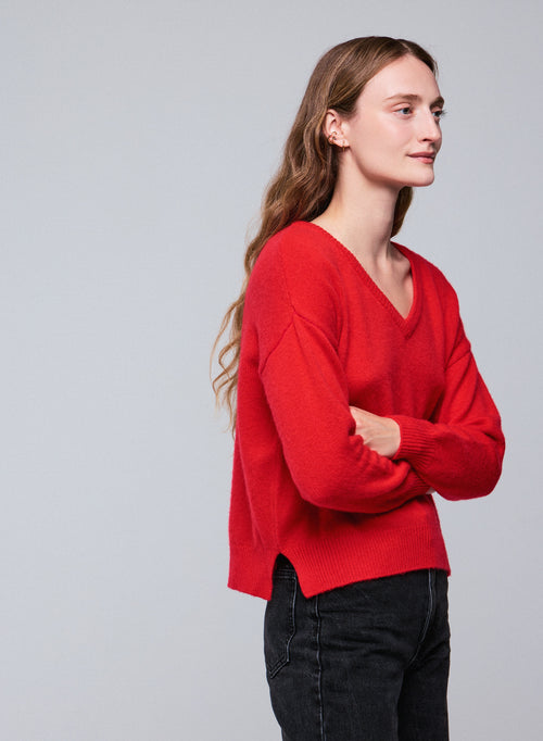 Orange long-sleeved turtleneck sweater in wool / cashmere - MAJESTIC FILATURES