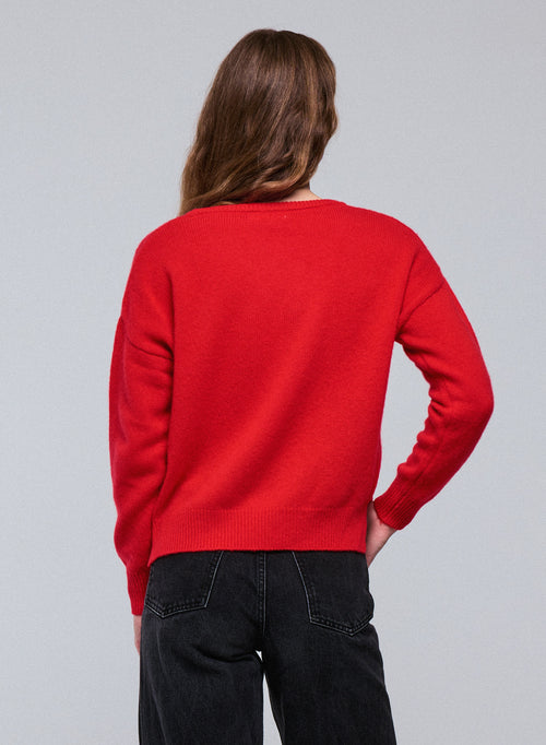 Orange long-sleeved turtleneck sweater in wool / cashmere - MAJESTIC FILATURES