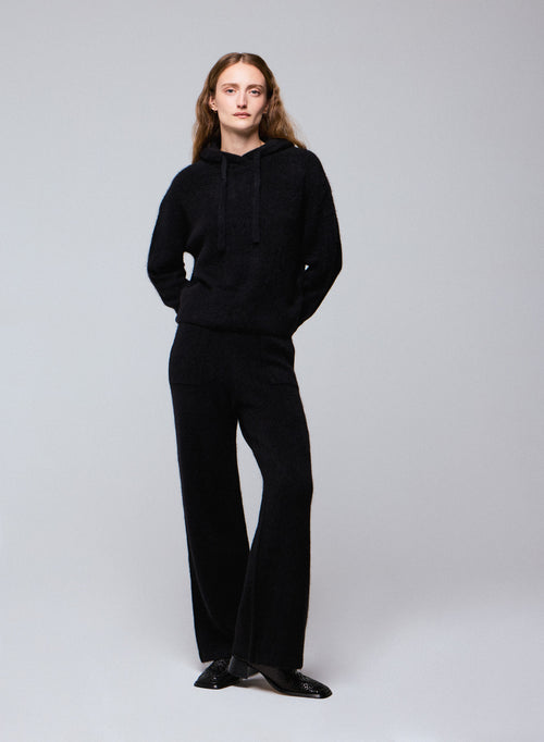 Jersey negro con capucha y manga larga en alpaca / poliamida / elastano - MAJESTIC FILATURES