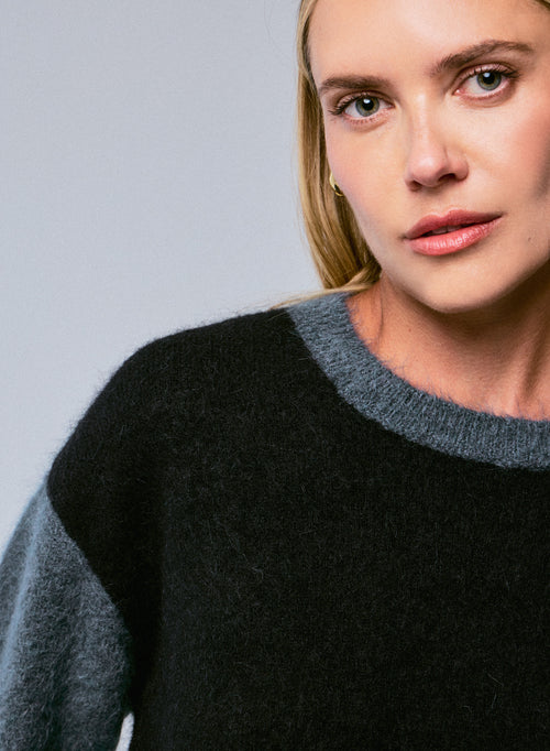 Jersey de manga larga con cuello redondo multicolor en alpaca / poliamida / elastano - MAJESTIC FILATURES