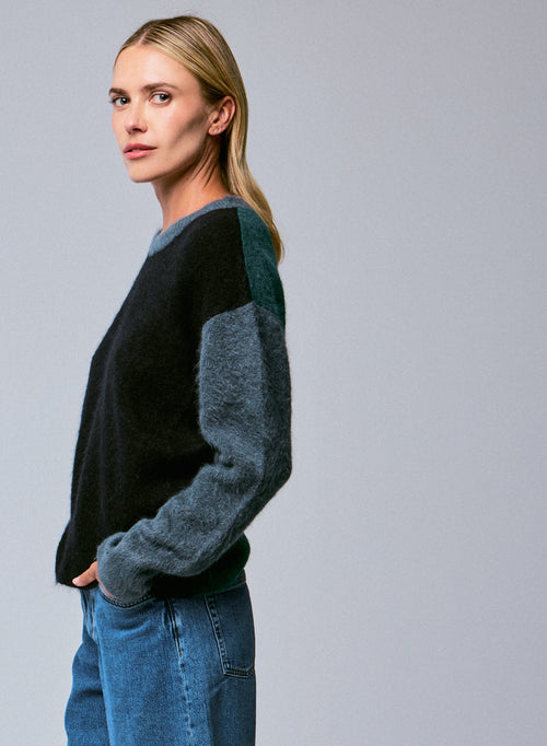 Jersey de manga larga con cuello redondo multicolor en alpaca / poliamida / elastano - MAJESTIC FILATURES