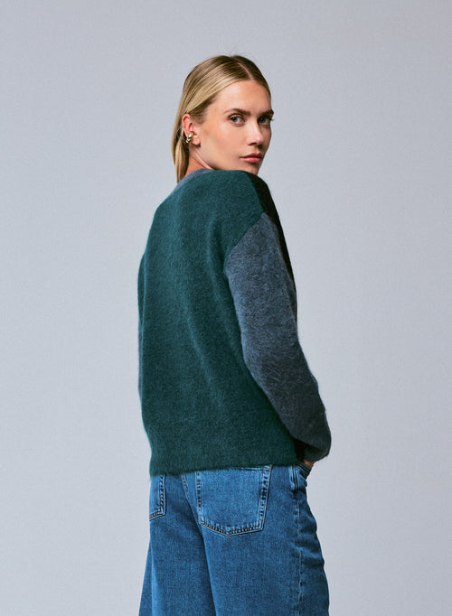 Jersey de manga larga con cuello redondo multicolor en alpaca / poliamida / elastano - MAJESTIC FILATURES