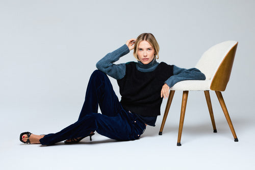 Suéter de cuello alto multicolor de manga larga en alpaca / poliamida / elastano - MAJESTIC FILATURES