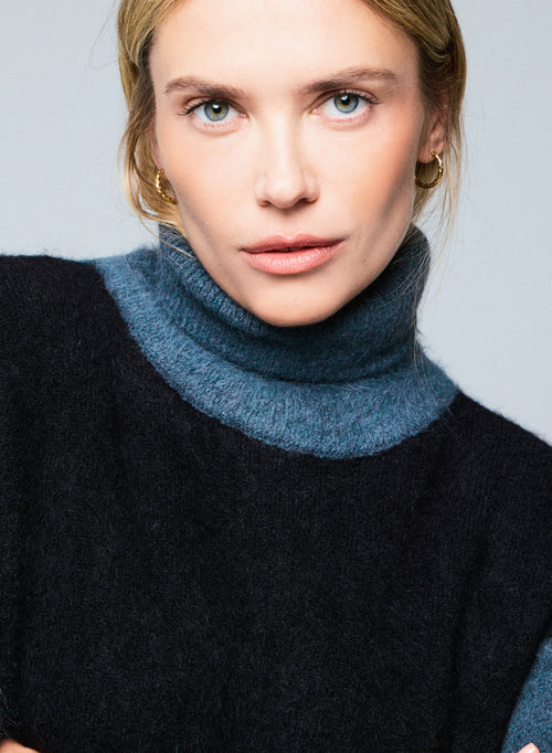 Suéter de cuello alto multicolor de manga larga en alpaca / poliamida / elastano - MAJESTIC FILATURES