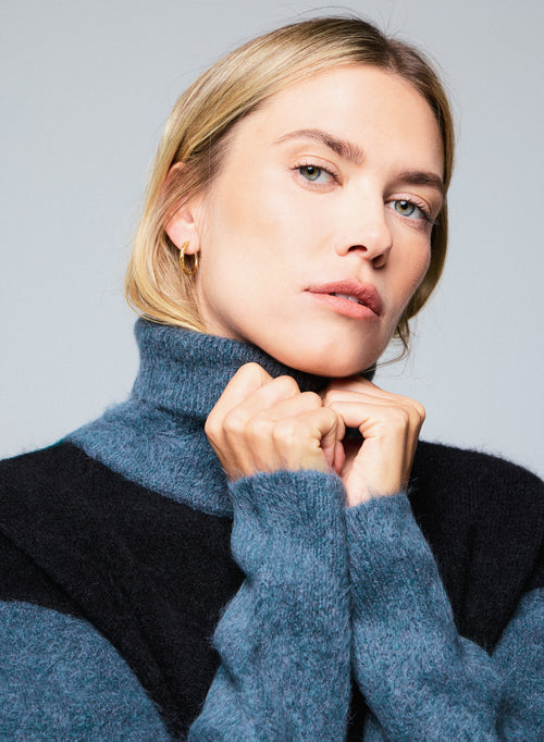 Pull multicouleur Col Roulé Manches Longues en Alpaga / Polyamide / Elasthanne - MAJESTIC FILATURES