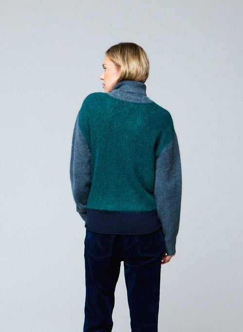 Suéter de cuello alto multicolor de manga larga en alpaca / poliamida / elastano - MAJESTIC FILATURES