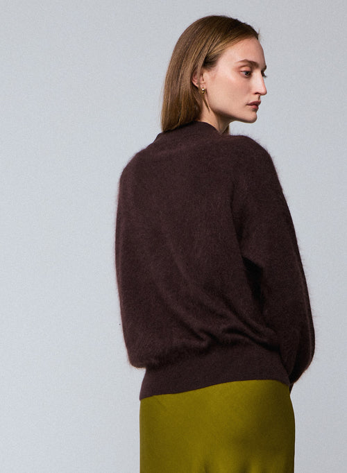 Pull Marron Col Rond Manches Longues en Laine / Cachemire - MAJESTIC FILATURES