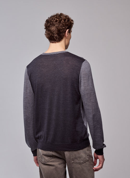 Pull Gris Col Rond Manches Longues en Laine merinos - MAJESTIC FILATURES